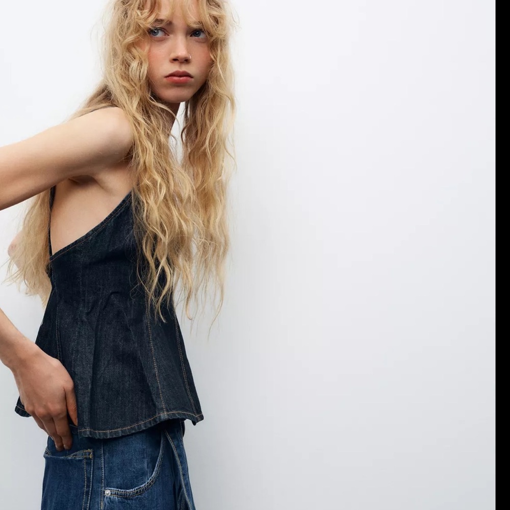 Zara Dark Denim Sleeveless Top - Picture 2 of 5